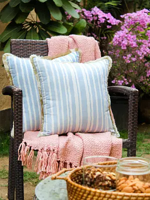 House This Dhari - Set Of 2 Cushion Covers (Blue) image